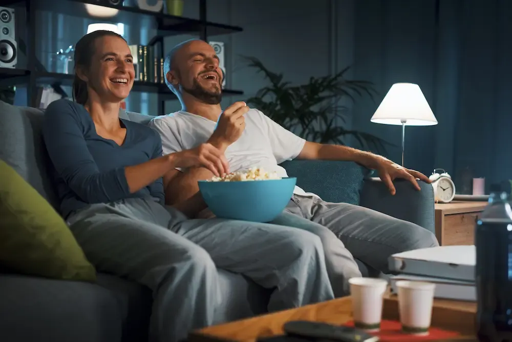 a couple watching tv